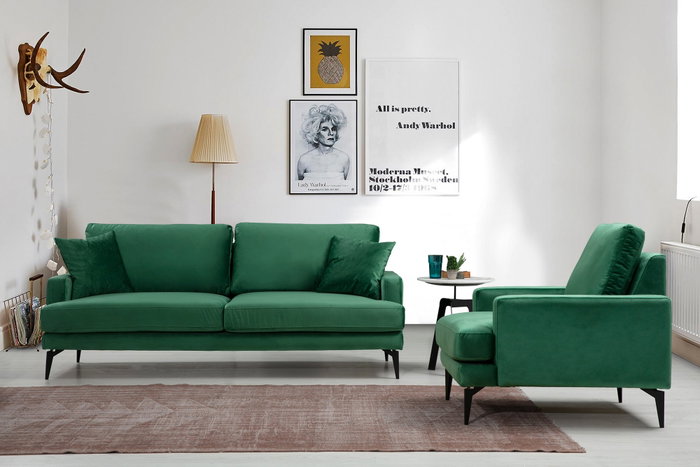 Atelier Del Sofa Sofá Papira 2 Seater Verde 2 Plazas Madera De Haya Poliéster Espuma